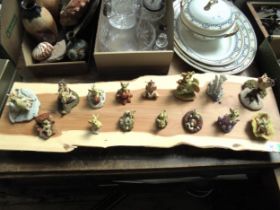Highly collectable set of 15 Enchantica figures on a wooden board