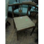 Mahogany inlaid corner chair with fabric seat