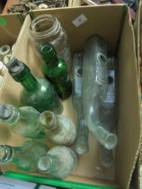 Interesting collection of old bottles including 3 unusual grape containers (all glass)