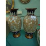 Large pair of matching Doulton Lambeth vases
