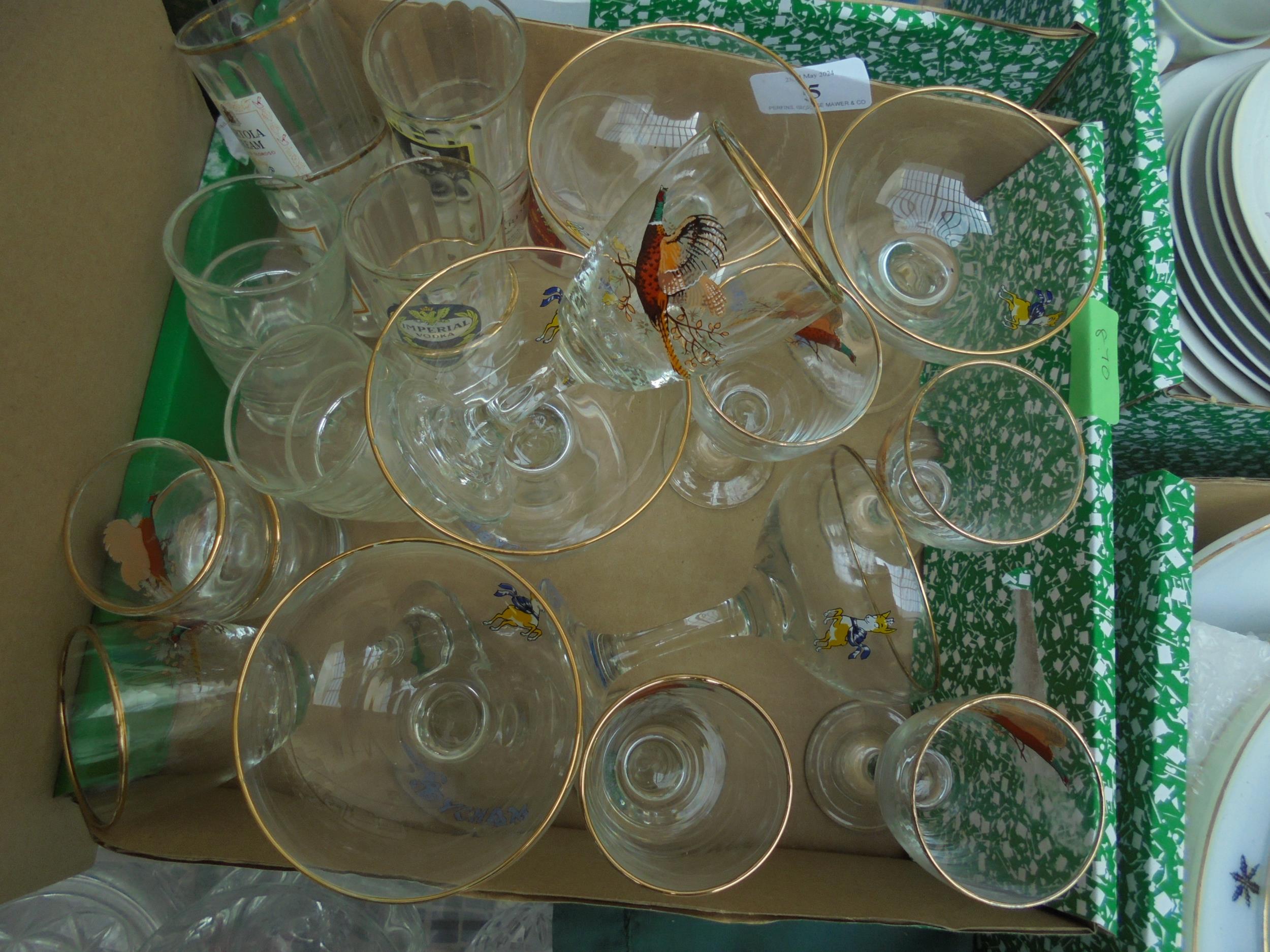 Collection of glassware including original Babycham glasses,