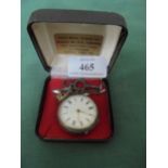 Attractive ladies pocket watch (possible silver case) with key on chain