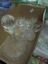Selection of cut glass drinking vessels, brandy glasses,