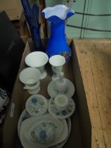 Selection of Wedgwood dressing table items (11 in total) plus 2 decorative glass vases,