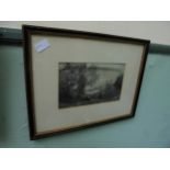 Fine framed etching by Jean Baptiste Camille Corot, French 1796 - 1875, signed.