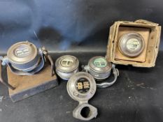 Five Tapley and Ferodo meters including one new old stock in original packaging and two scarce