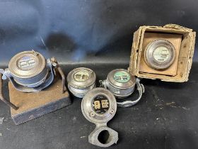 Five Tapley and Ferodo meters including one new old stock in original packaging and two scarce