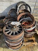 Two pallets of Ford Model T wheels, Bullnose Morris etc. inc. demountables,