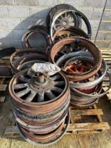 Two pallets of Ford Model T wheels, Bullnose Morris etc. inc. demountables,