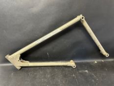 A vintage nickel plated motorcycle frame, no serial stamps present.
