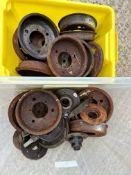 Two boxes of Austin Seven brake parts including Girling.