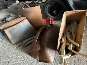 Two Austin 7 Nippy doors, two wings, a boot lid and timber work.