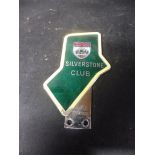 A Silverstone Club car badge, early issue, no.74, with yellow border.