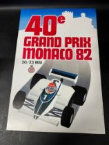 A racing poster for the 1982 Monaco Grand Prix, 20-23rd May. printed by a.i.p. Monaco i-Grognet,