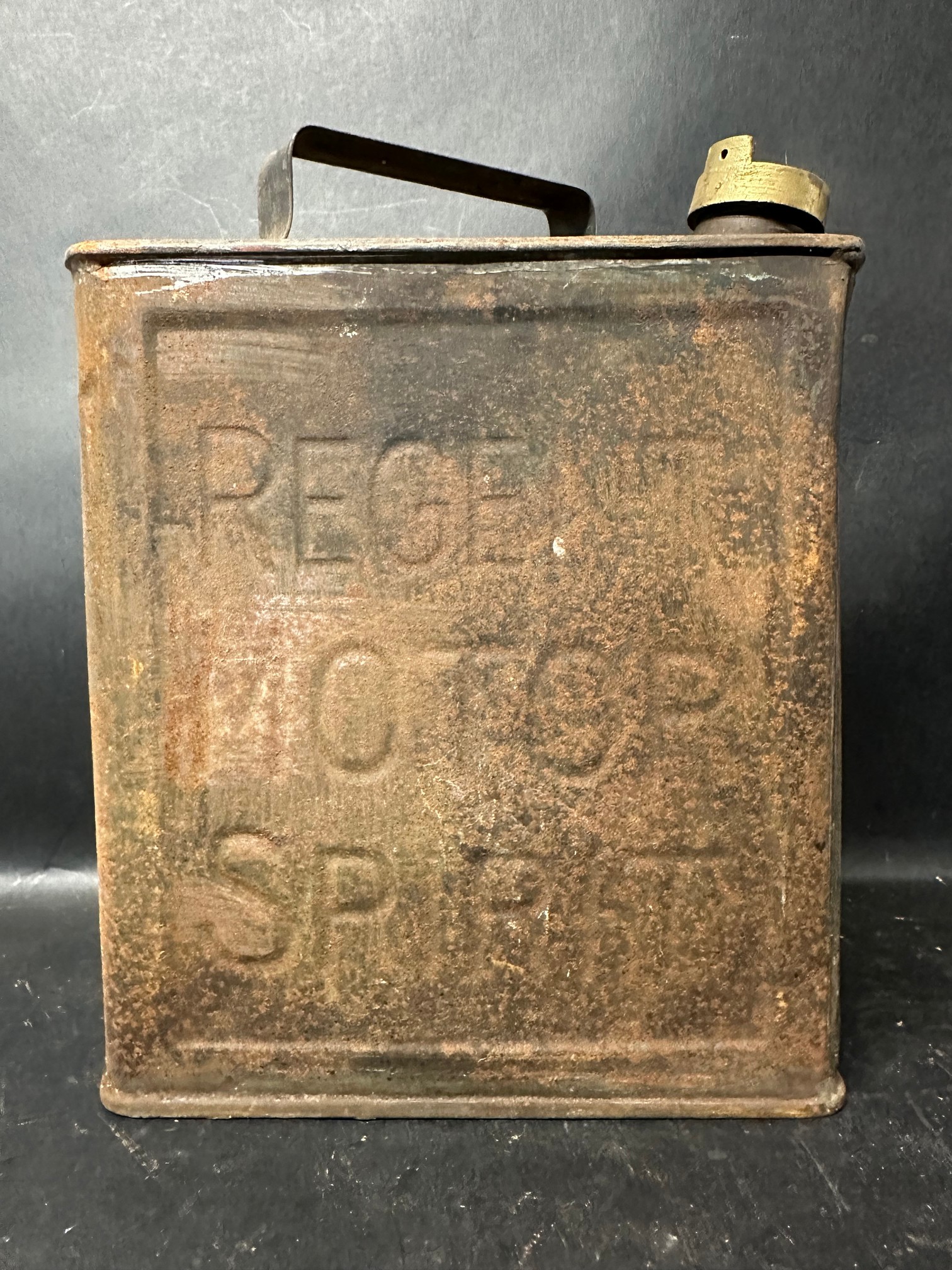 A Regent Motor Spirit two gallon petrol can with Shell cap.