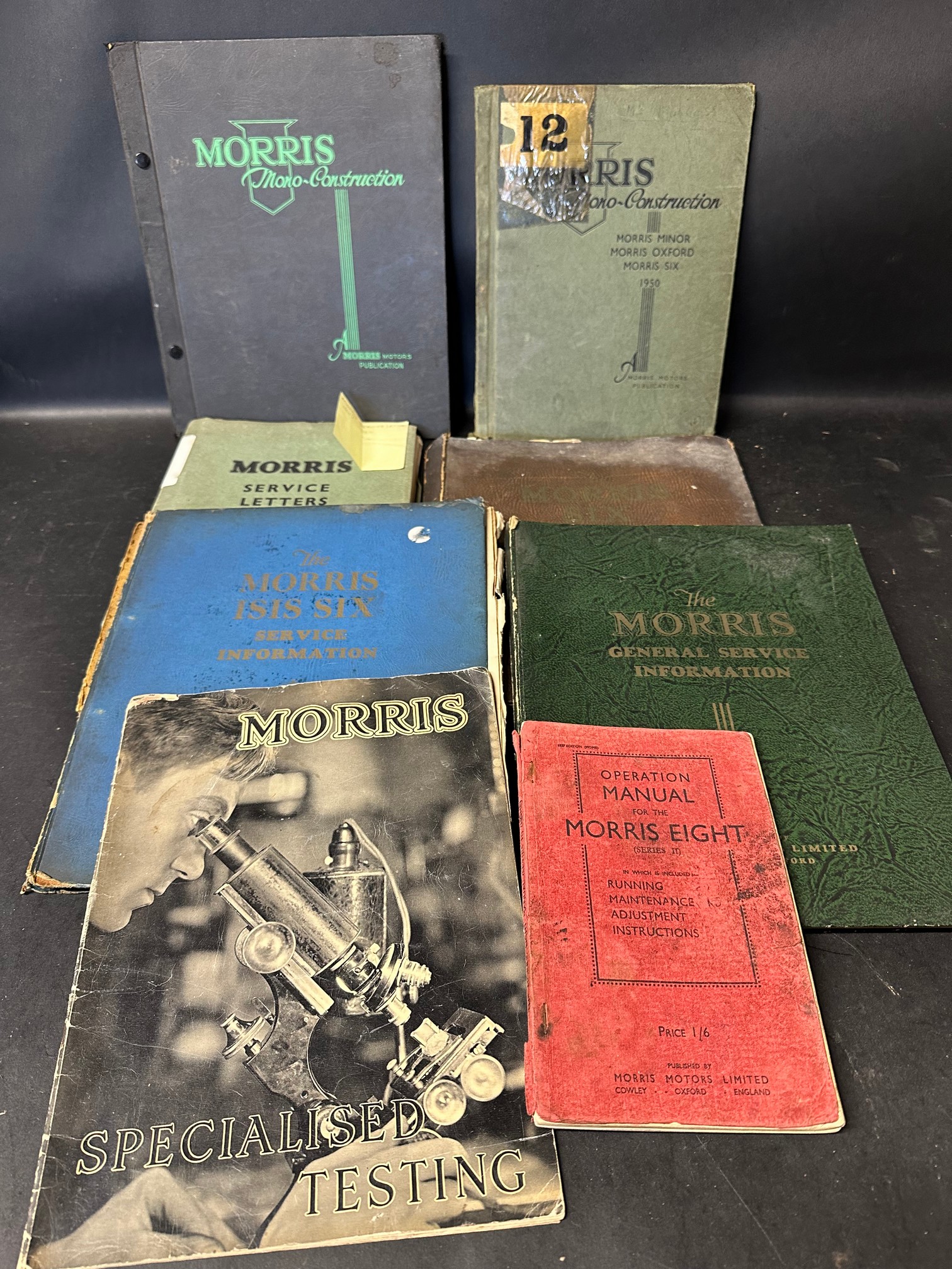 A selection of Morris techical books and a Morris Eight operation manual etc.