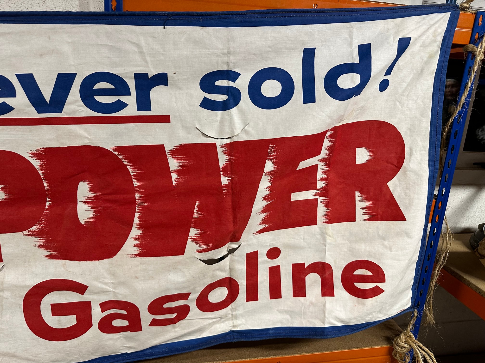 An Esso Extra Gasoline Total Power canvas advertising banner, 91 x 32 1/2". - Image 3 of 5