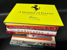 Eight coffee table volumes relating to motor racing and motor sport including Ferrari, Formula 1,