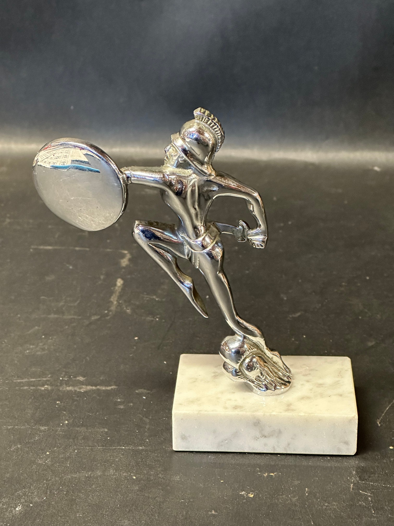 A car accessory mascot depicting a warrior holding a shield, by repute for British Salmson Motor - Image 2 of 2