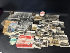 A selection of early motoring photographs, some press photos, and various other motoring items.