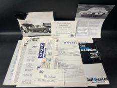 A quantity of ephemera relating to Ford Savage and Jeff Uren Ltd inc. a photograph of a Ford Savage,