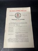 The XXIInd Rallye Automobile Monte-Carlo January 1952 rally race Regulations (1st Edition) with