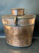 A large copper container, 16 3/4" tall.