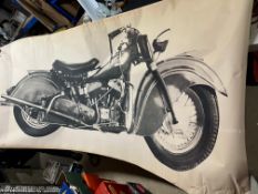A large poster of an Indian motorcycle, approx. 87 x 39 1/2".