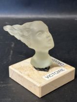 An Art Deco Speed Girl or Victoire glass car accessory mascot , mounted on base, unknown