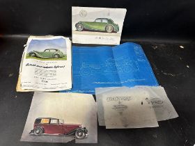 A 1930s MG two-litre brochure and assorted ephemera.