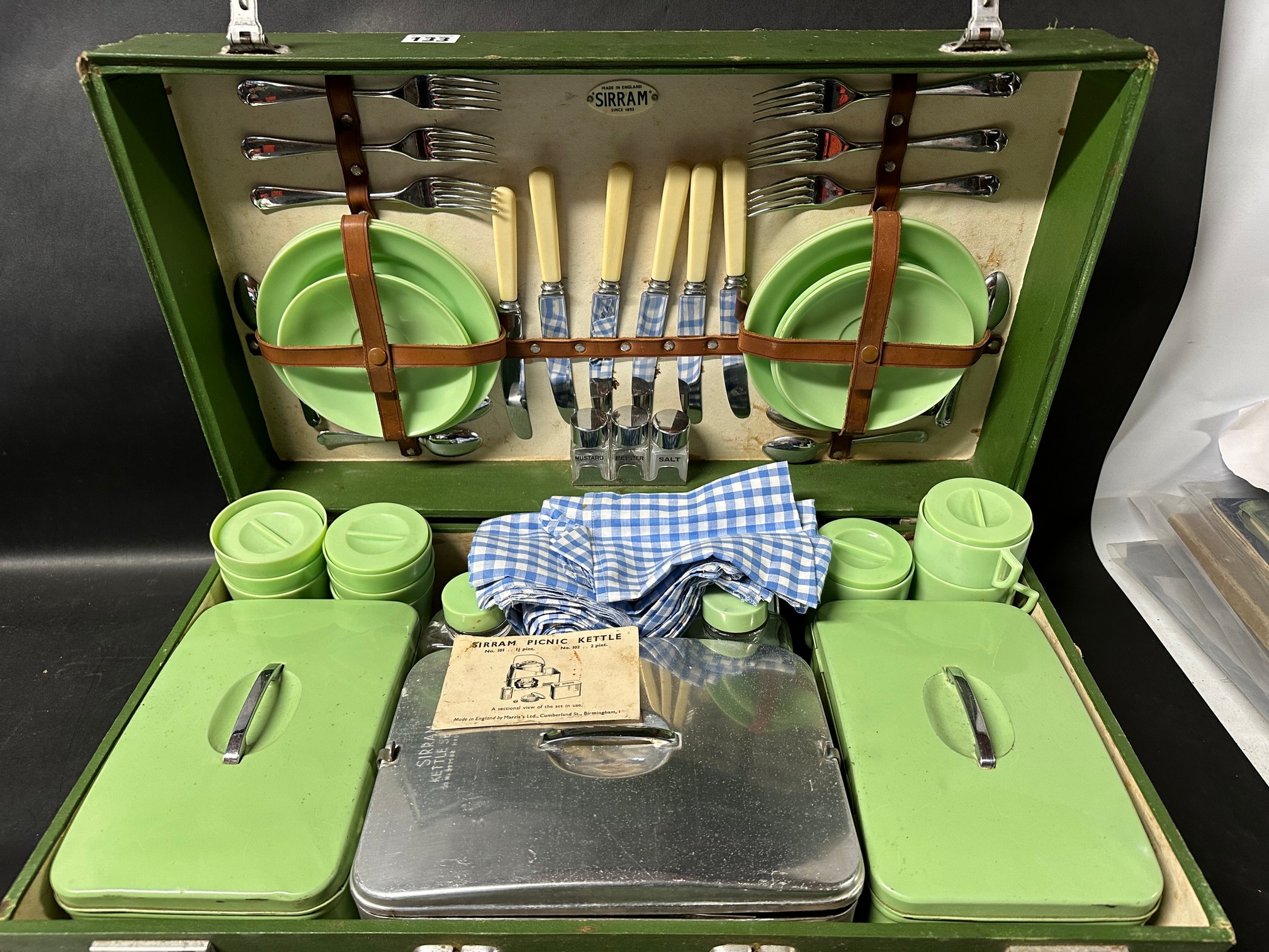 A cased picnic set.