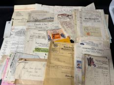 1920s and 1930s Garage invoices, receipts etc. mostly Chippenham-related with advertising for John
