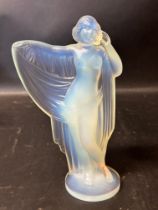 An Ernest Marious Sabino 'Tanagra - Venus au Voile' opalescent glass mascot or figurine of an Art