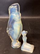 An Art Deco Sabino 'Silhouette' opalescent glass mascot or figurine of a nude female, 6 3/4" along