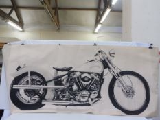 A very large circa 1970s scale study of a Harley Davidson in side profile, 100 1/2 x 42