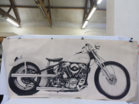 A very large circa 1970s scale study of a Harley Davidson in side profile, 100 1/2 x 42".