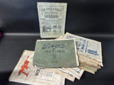 A group of Edwardian literature including a 1909 Singer Motors brochure, early magazines etc.