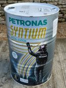 A Petronas Syntium Special Edition for World Champs 200L drum depicting Lewis Hamilton, 34 1/4" high