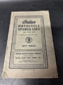 An Indian Motorcycle Spares and Parts list 1913-1915.