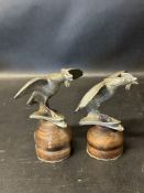 Two Singer Bantam car accessory mascots, circa 1930s - type 1 and 2, one stamped Registered GT