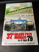 A racing poster for the 1979 Monaco Grand Prix, 24-27 May, printed by a.i.p. Monaco i-Grognet, 15