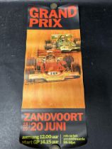 A Dutch racing poster for Grand Prix Zandvoort, 18-20 June, printed by Druk Govers den Haag, 1971.