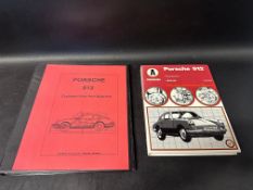 A Porsche 912 Owner's Manual and a reprinted exploded-view part diagrams file.
