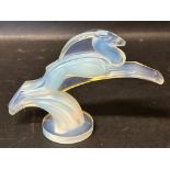 A Sabino 'Leaping Gazelle' 1930s opalescent glass car accessory mascot, 4 1/4" high.