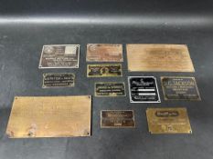 Vehicle identity plates inc. Singer Motors, Morris, Fordson, Ford plus agricultural engineers.