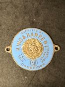 An enamel supplier dashboard plaque, badge, emblem for Cambridge Garage King & Harper.