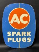 An AC Spark Plugs tin advertising sign, stamped Made in Great Britain to rear, 12 x 16".