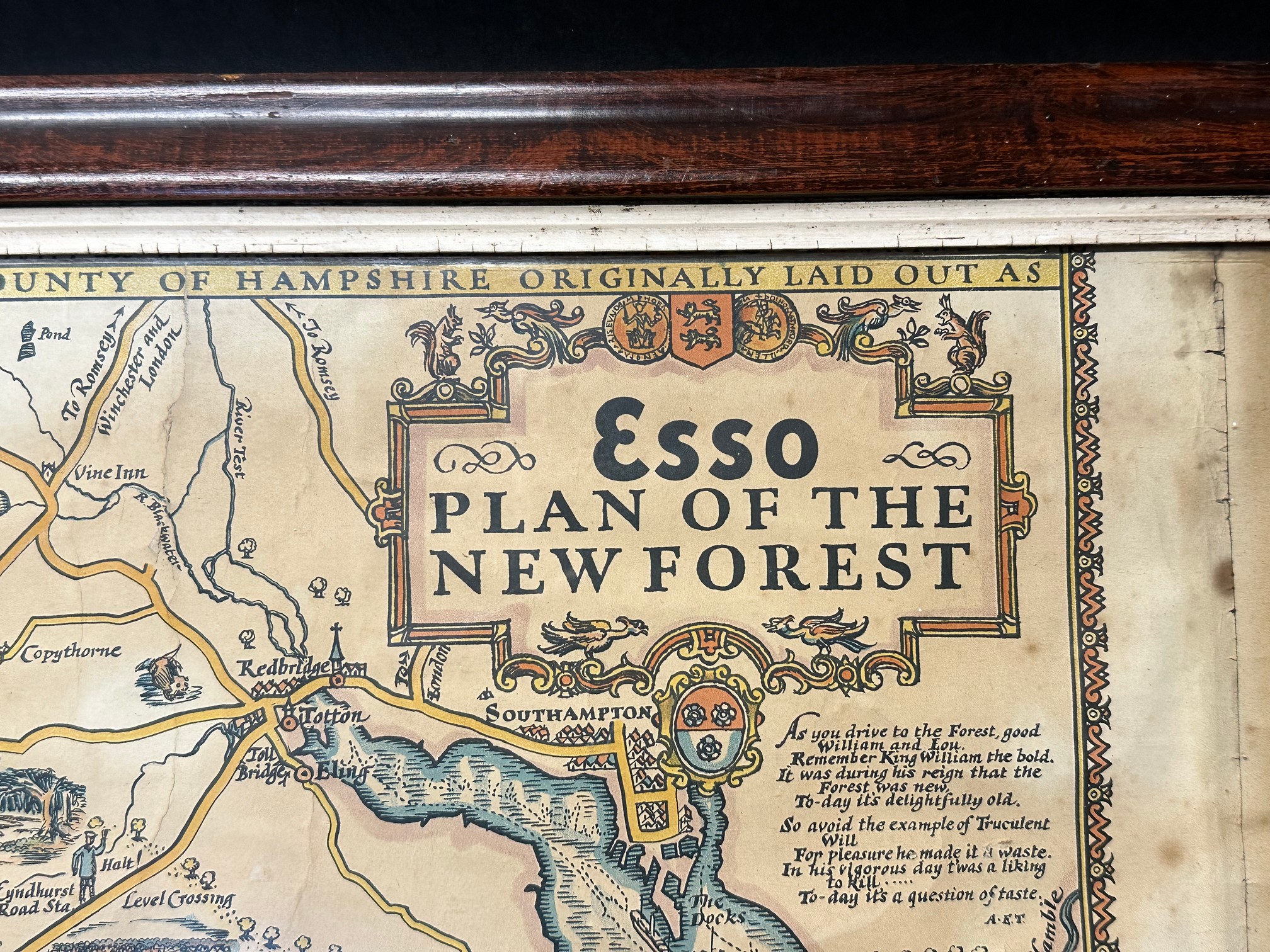A framed and glazed Esso plan of the New Forest, 30 1/2 x 24 3/4". - Image 2 of 2