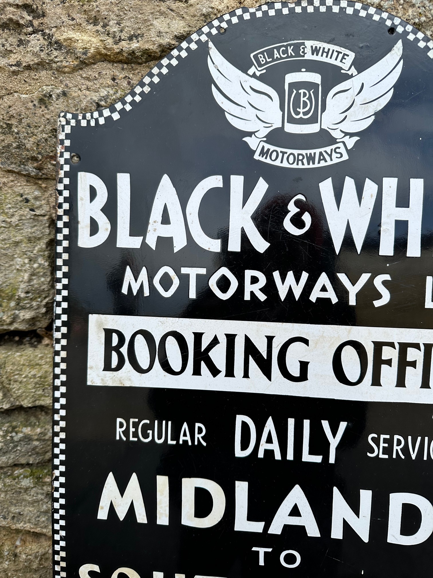 A Black & White Motorways Ltd. Midlands to South Coast & Wales Booking Office enamel advertising - Image 8 of 8