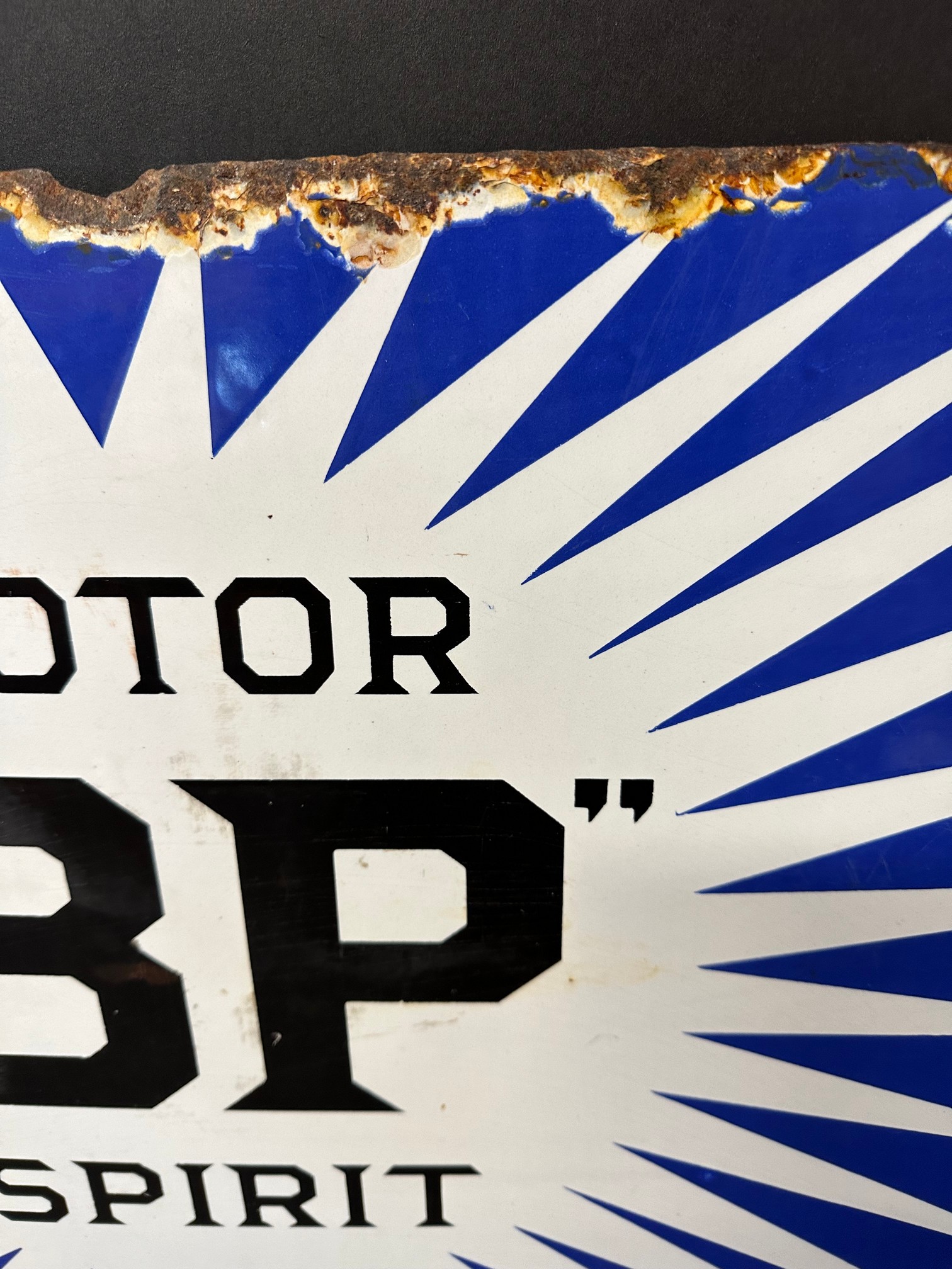 A BP Motor Spirit double sided enamel advertising sign with hanging flange, dated 9/26, 24 1/4 x - Image 13 of 15